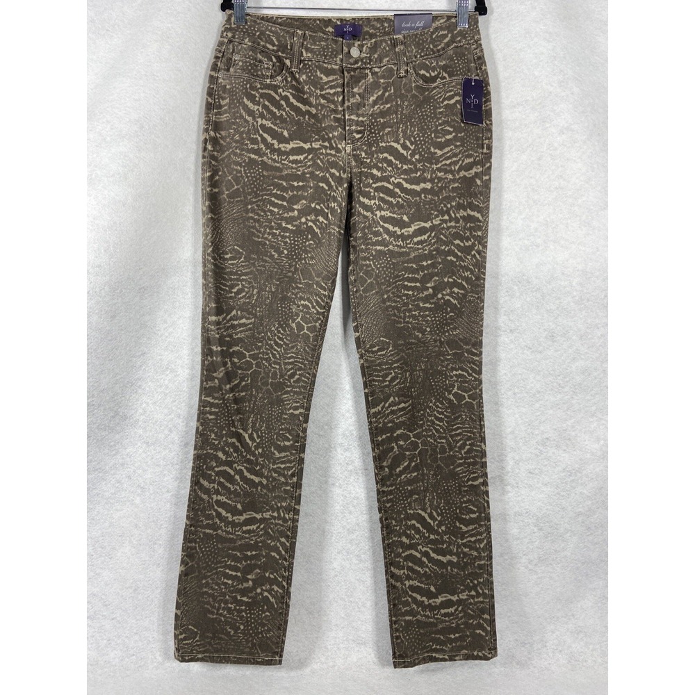 Nydj Jeans Women's 6 Gray Skinny Stretch Snake Print Mid Rise New